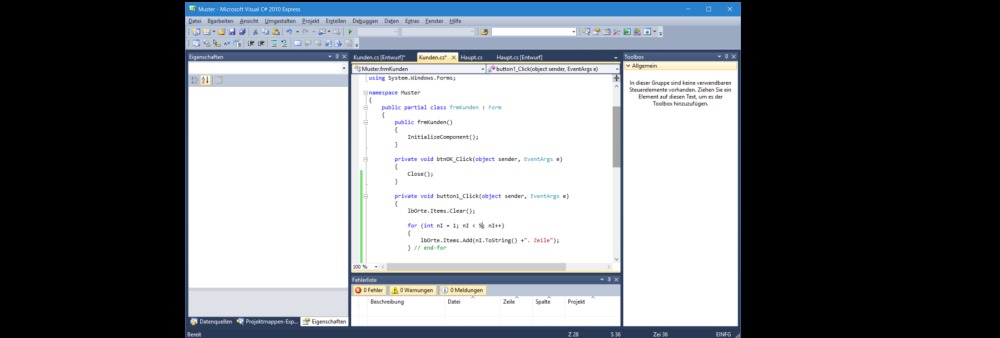 C# Grundlagen Schulung mit Visual Studio